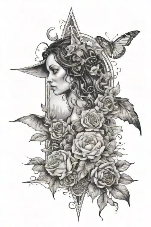 Fantasy (lotr, harry potter, star wars) with flowers and some Disney.  tattoo design idea