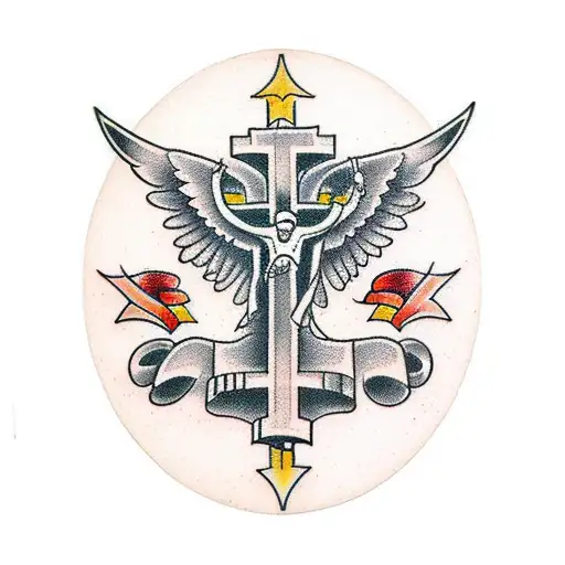 3 crosses on hill tattoo design idea