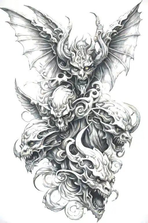 demons and angels tattoo design idea