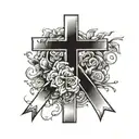 cross and small banner tattoo design idea