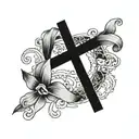 cross and small banner tattoo design idea