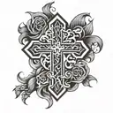 cross and banner tattoo design idea