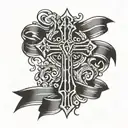 cross and banner tattoo design idea