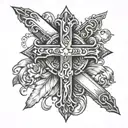 cross and banner tattoo design idea
