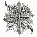 cross and banner tattoo design idea