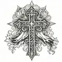 cross and banner tattoo design idea
