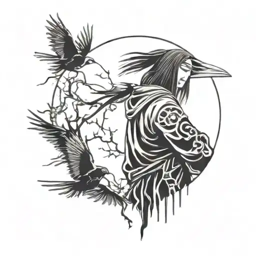 Itachi Uchiha with crows tattoo design idea