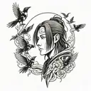 Itachi Uchiha with crows tattoo design idea