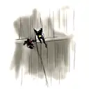 batman and robin scaling up a vertical wall using a rope tattoo design idea