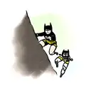 batman and robin scaling up a vertical wall using a rope tattoo design idea