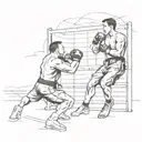 A dynamic composition of two fighters in a cage match, with a background of financial charts and graphs, blending the client's interests in mixed martial arts and sales tattoo design idea