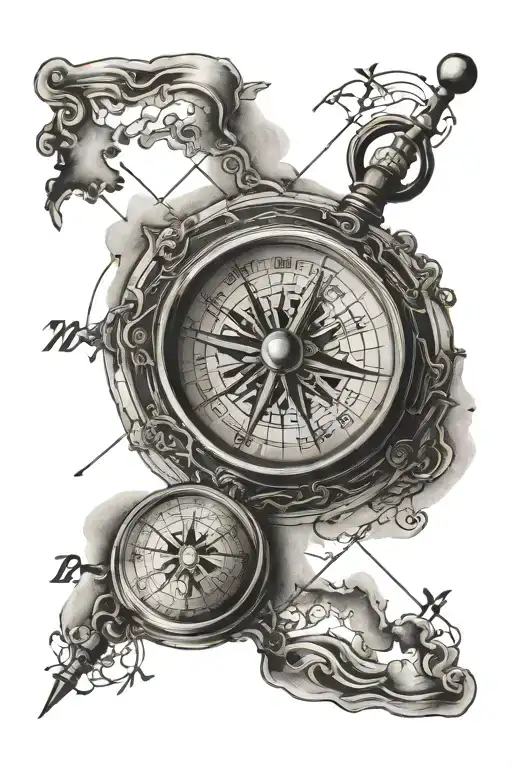 old time map with compass  tattoo design idea
