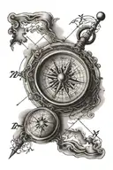 old time map with compass  tattoo design idea