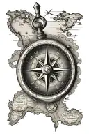 old time map with compass  tattoo design idea