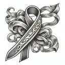 husband lung cancer ribbon wrapped tattoo design idea
