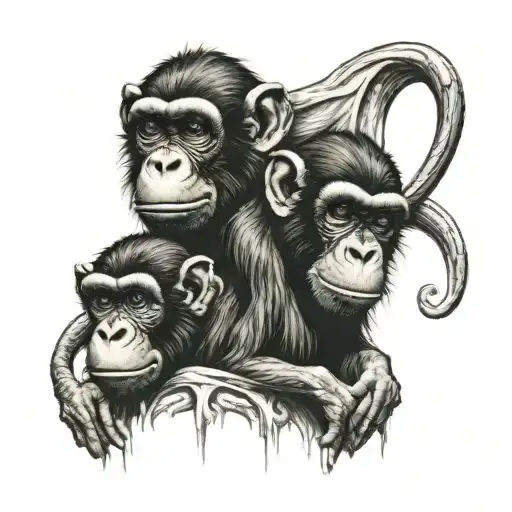hear no evil see no evil speak no evil monkeys tattoo design idea