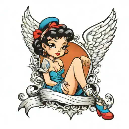 BETTY BOOP W ANGEL WINGS tattoo design idea
