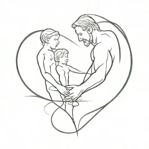 Tattoo that represents a father and a son's bond symbolizing the connection tattoo design idea