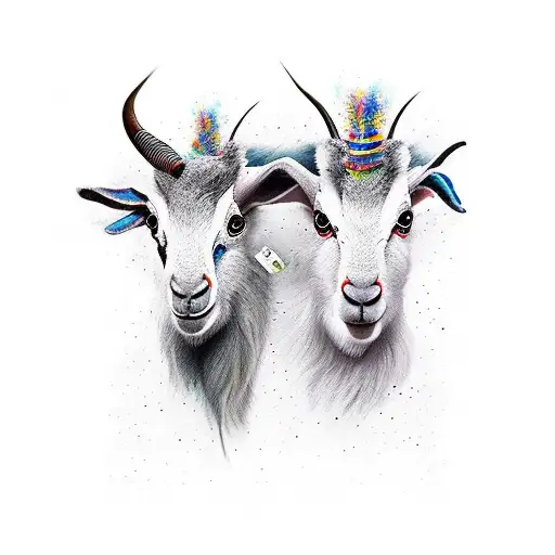 cráneo de cabra con cuervos posandose en sus cuernos  tattoo design idea