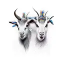 cráneo de cabra con cuervos posandose en sus cuernos  tattoo design idea
