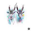 cráneo de cabra con cuervos posandose en sus cuernos  tattoo design idea