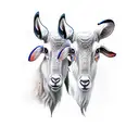 cráneo de cabra con cuervos posandose en sus cuernos  tattoo design idea