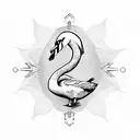 feminine swan facing backwards  tattoo design idea