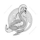 feminine swan facing backwards  tattoo design idea