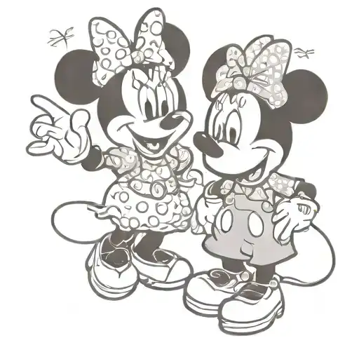 minnie and mickey mouse  tattoo design idea