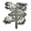 cross amd jesus, philippians 4:13 with clouds tattoo design idea