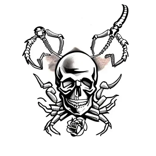 skull with scorpions tattoo design idea