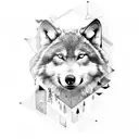 2 wolves tattoo design idea