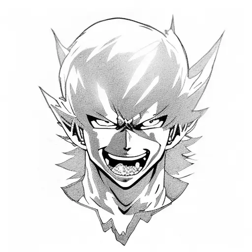 Combine elements from Yuji Itadori's Black Flash and Deku from My Hero Academia in a dynamic action pose tattoo design idea