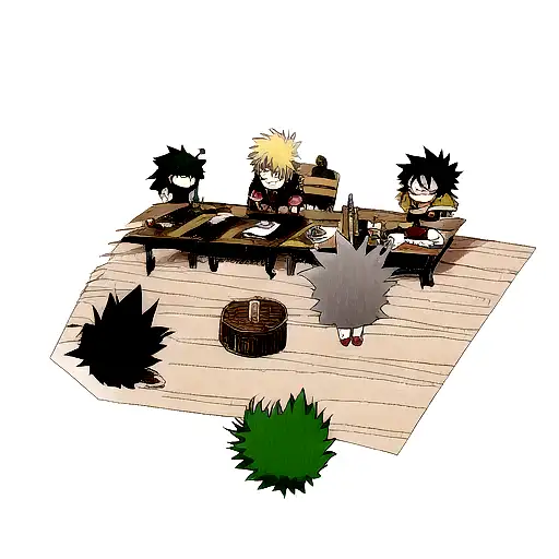 Manga Panel with Yuji Itadori black flash, Deku Vigilante, Shinra Fire Force tattoo design idea