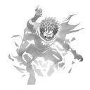 Combine elements from Yuji Itadori's Black Flash and Deku from My Hero Academia in a dynamic action pose tattoo design idea