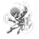 Combine elements from Yuji Itadori's Black Flash and Deku from My Hero Academia in a dynamic action pose tattoo design idea