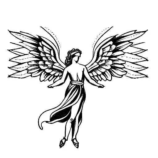 renaissance angel with bow tattoo design idea