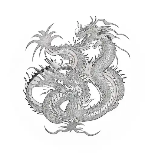 dragon with lily  tattoo design idea