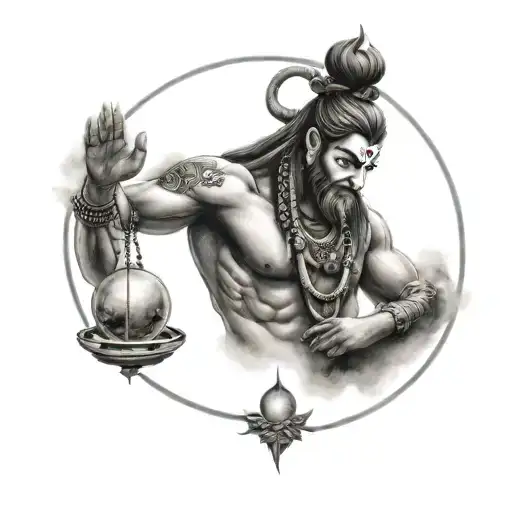 universe based tatto representing mahadev with his shakti tattoo design idea