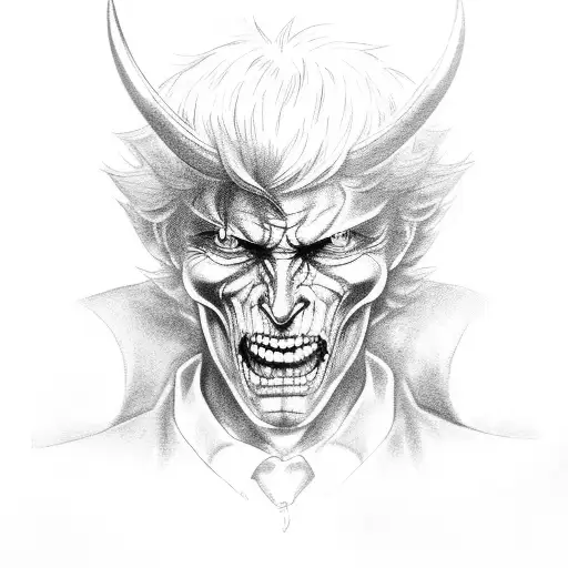 Devil may cry 5 tattoo. Black and Grey style, realistic looking,  tattoo design idea