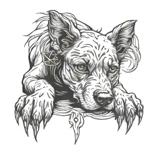 dog paws Infront tattoo design idea