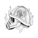 Firefighter helmet engulfed in flames tattoo design idea
