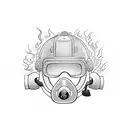 Firefighter helmet engulfed in flames tattoo design idea