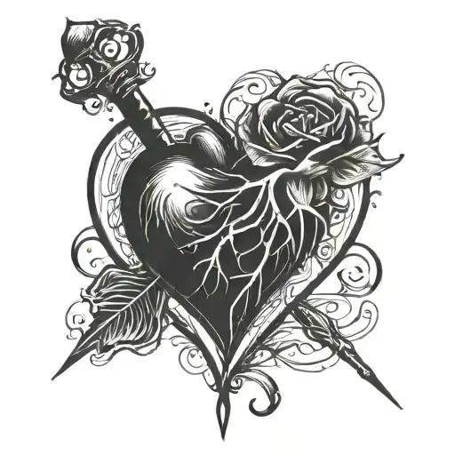 A heart with a needle inside tattoo design idea