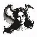 An angel cries with the devil's horns tattoo design idea