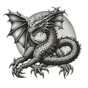 dragon flying full moon tattoo design idea
