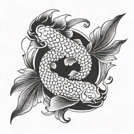 Two koi fish in the shape of infinite symbol made tattoo design idea