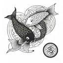 Two koi fish facing opposite sides, crossing over to shape and infinity symbol  tattoo design idea
