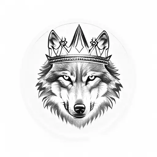 WOLF WITH A SOCCER BALL AND A CROWN tattoo design idea