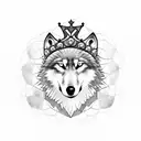 WOLF WITH A SOCCER BALL AND A CROWN tattoo design idea
